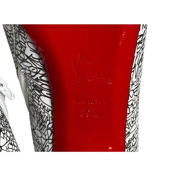 Christian Louboutin So Kate Booty White Graffiti Patent Heels Ankle Boots 39.5 - Picture 5 of 6